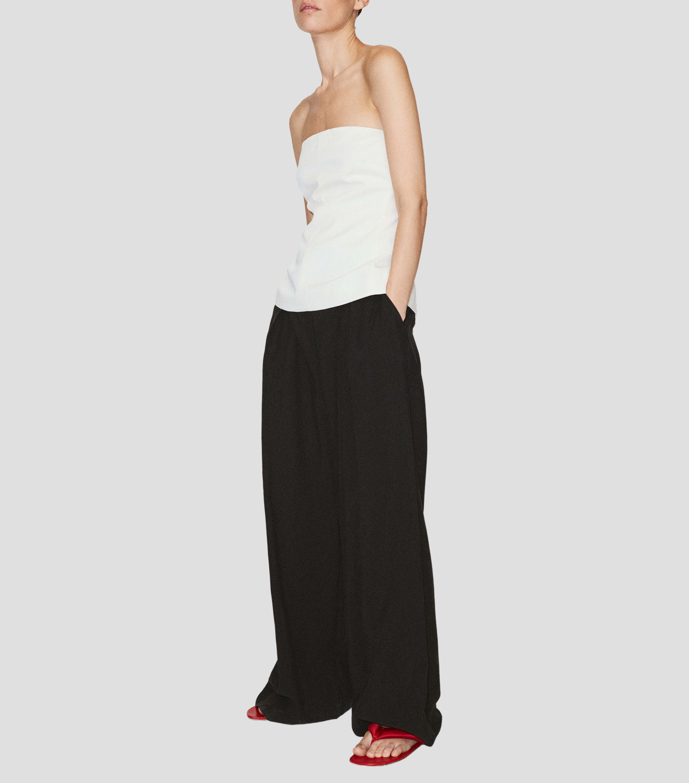 Top cuello strapless manga sin mangas liso Mujer